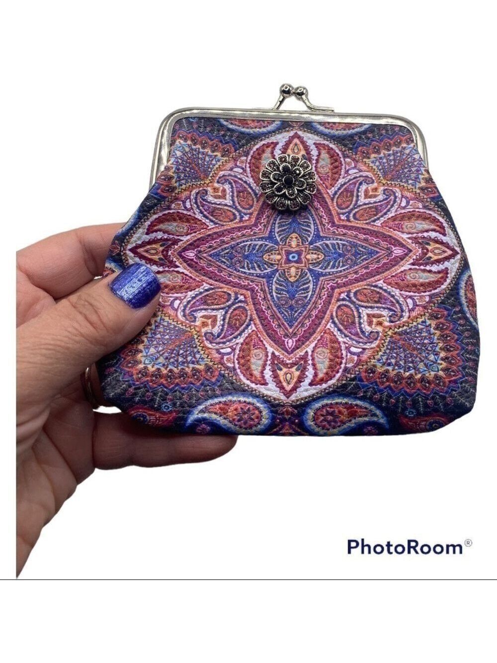Blue & Red Paisley Snap Jewelry Change Purse with & Burgandy Floral Snap! VIDEO!